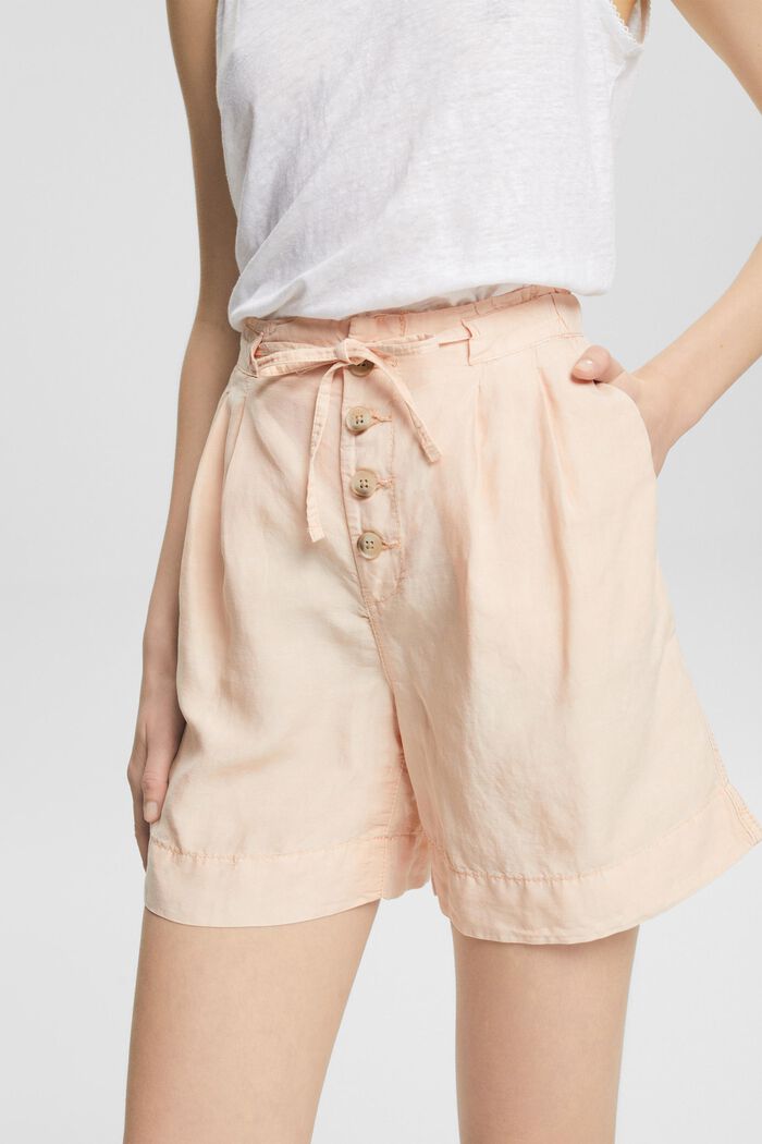 Con lino: pantalones cortos con tira de botones, NUDE, detail image number 4