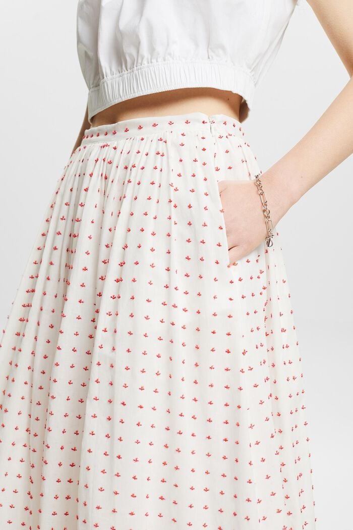 Falda midi con bajo efecto burbuja texturizado, WHITE, detail image number 3