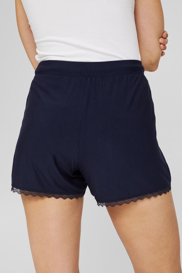 Pantalones cortos de pijama con encaje, LENZING™ ECOVERO™, NAVY, detail image number 2