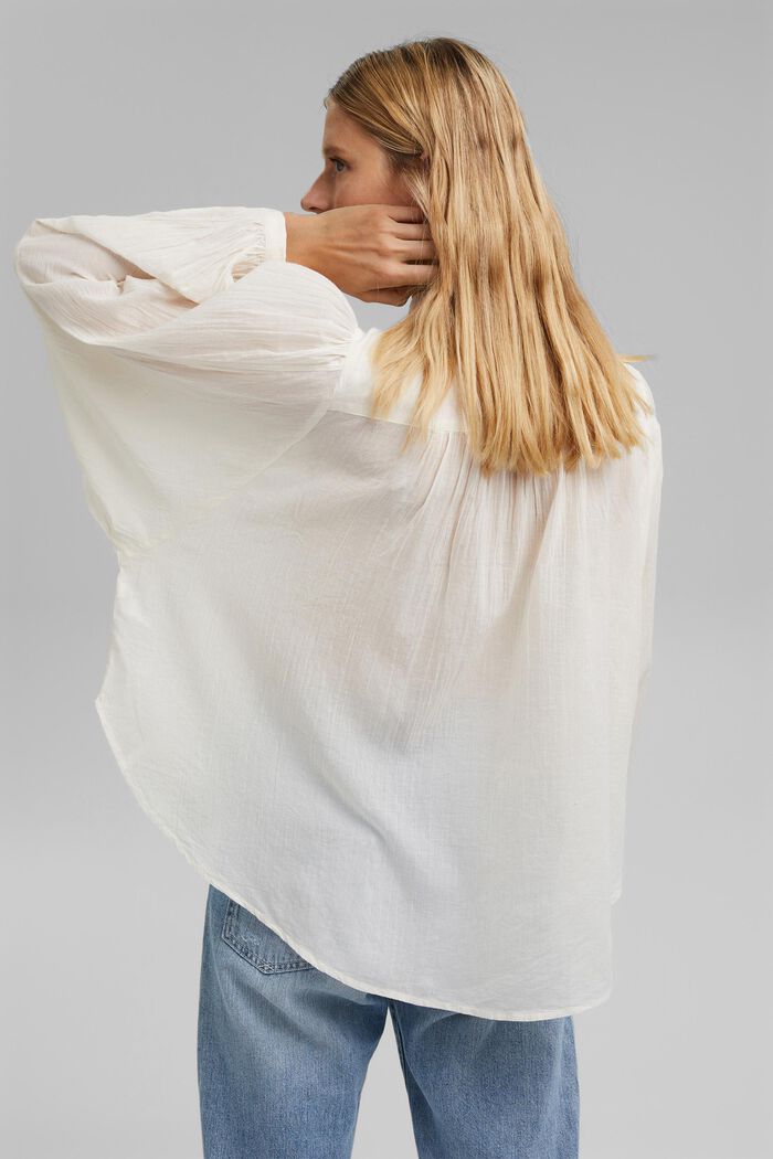 Blusa en gasa de algodón con mangas murciélago, OFF WHITE, detail image number 3