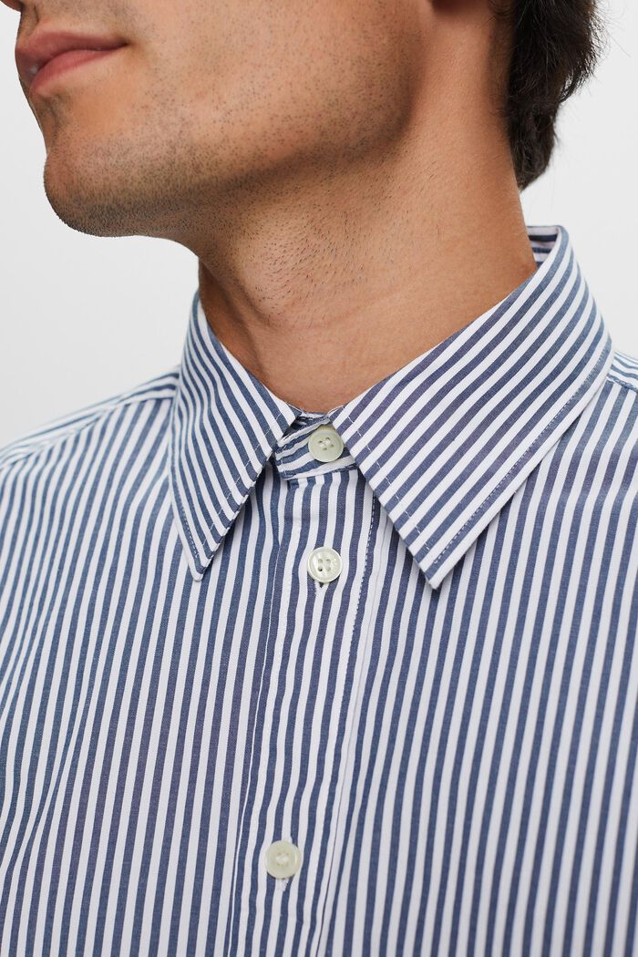 Camiseta de popelina de algodón a rayas, GREY BLUE, detail image number 1