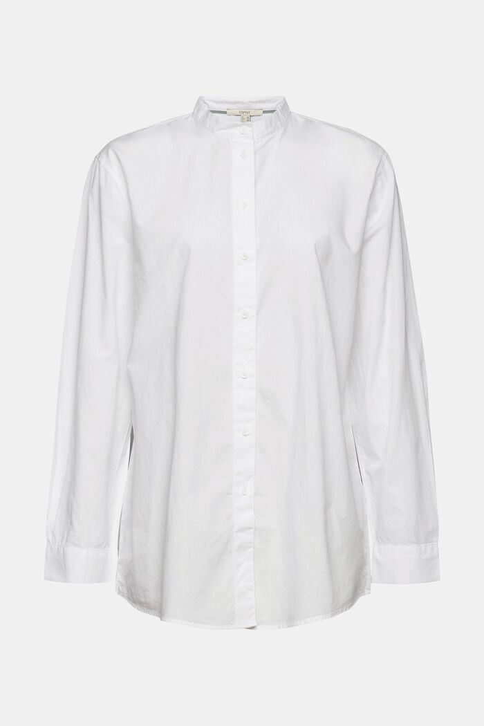 Blusa camisera con cuello mao, algodón ecológico, WHITE, detail image number 8