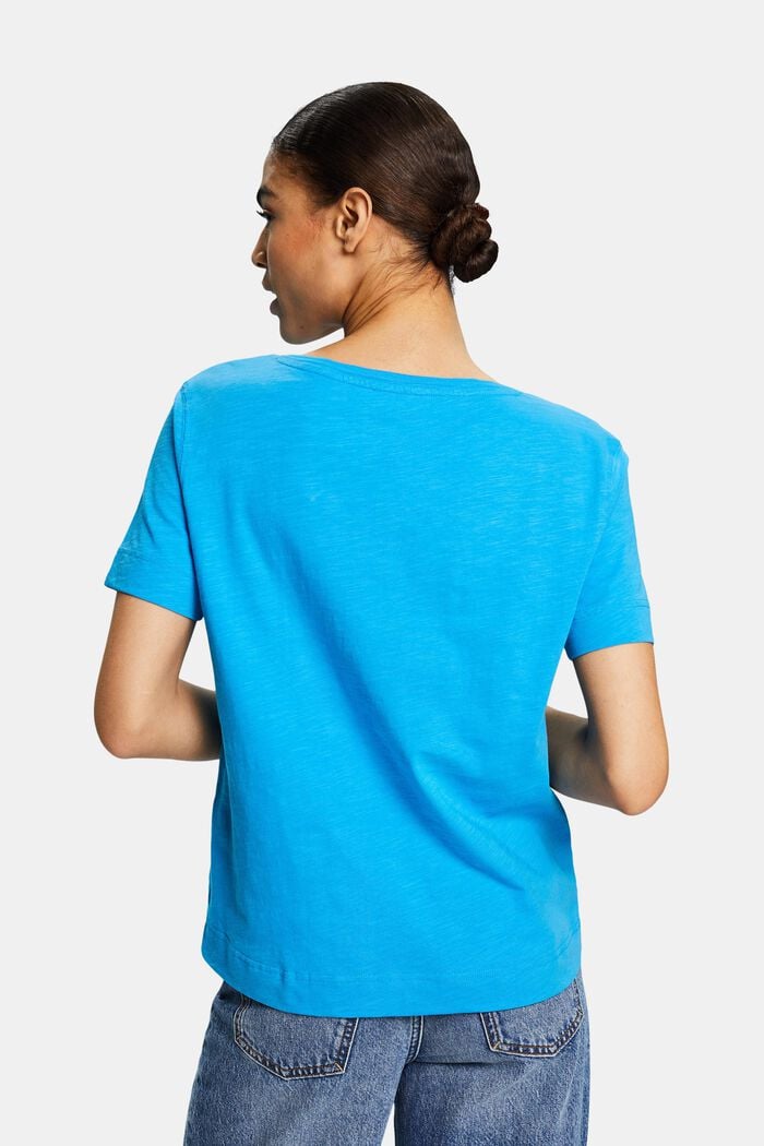 Camiseta de tejido jersey con cuello en pico, BLUE, detail image number 2
