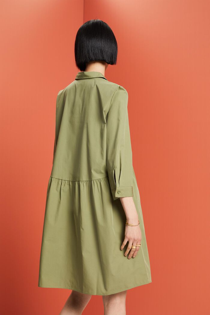 Vestido de línea en A de algodón ecológico, LIGHT KHAKI, detail image number 3