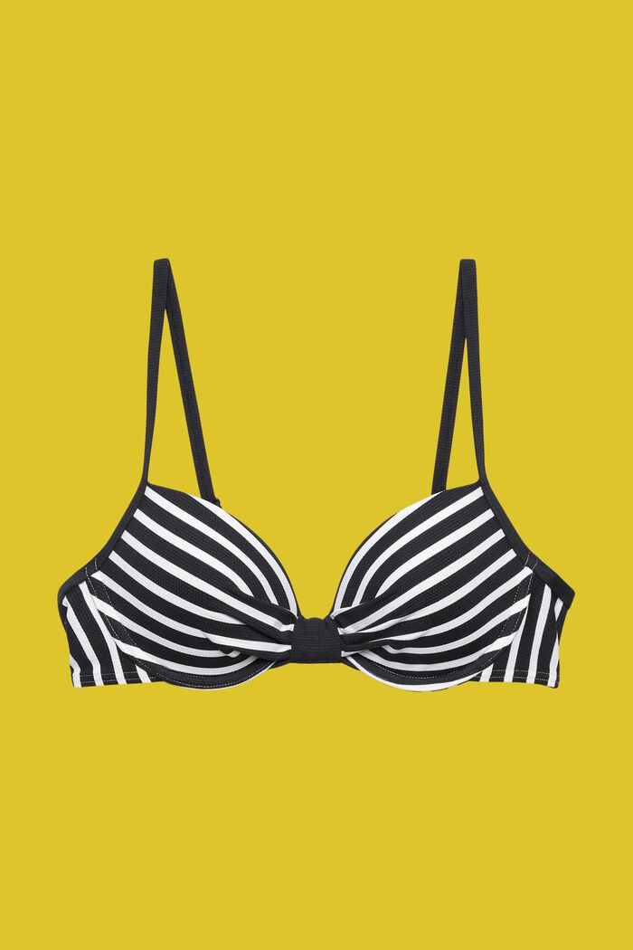 Top de bikini con relleno y con aros, a rayas, BLACK, detail image number 4