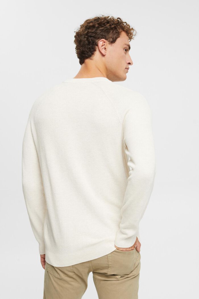 Jersey de cuello redondo, 100% algodón, OFF WHITE, detail image number 3