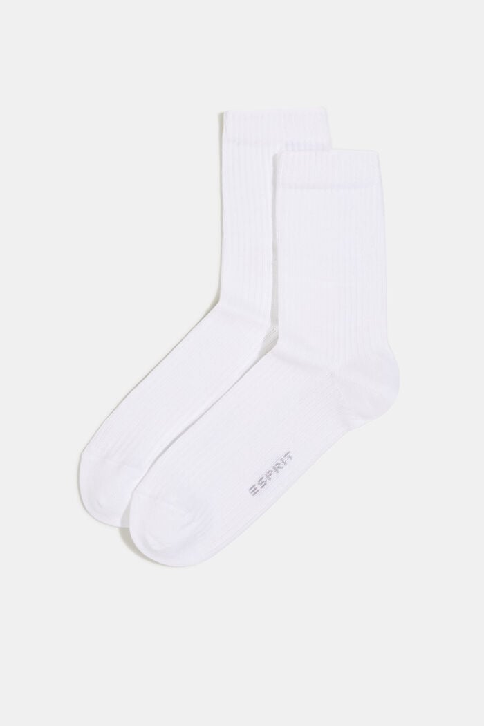 Pack de dos pares de calcetines con textura de canalé, WHITE, detail image number 0