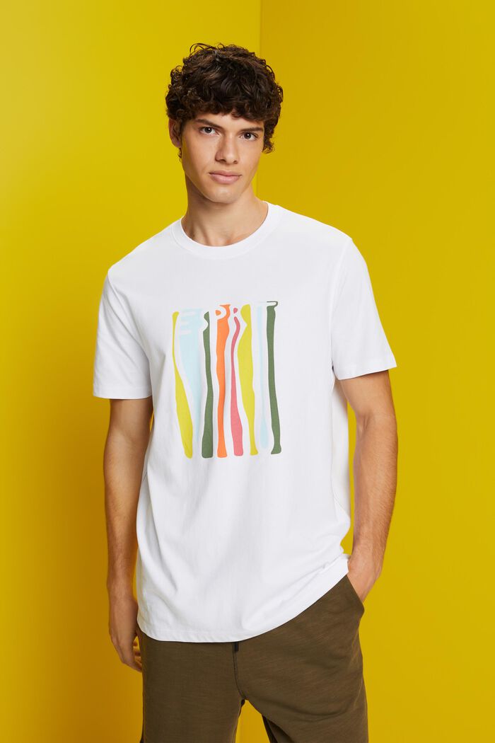 Camiseta de punto estampada, 100% algodón, WHITE, detail image number 0