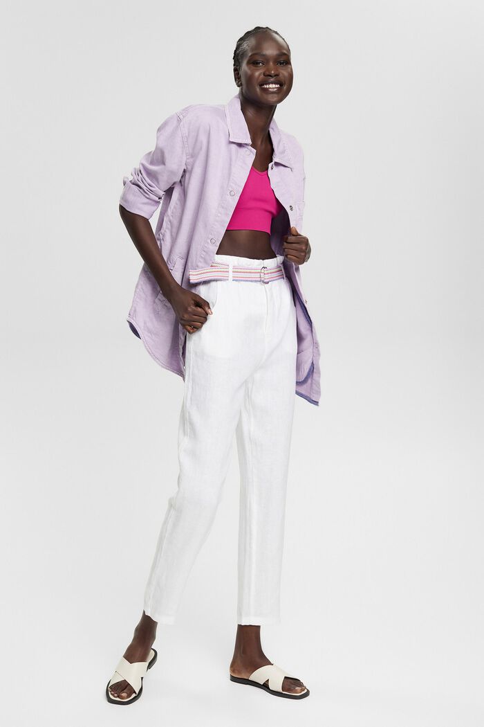 De lino: pantalón con cinturón de colores, WHITE, detail image number 6