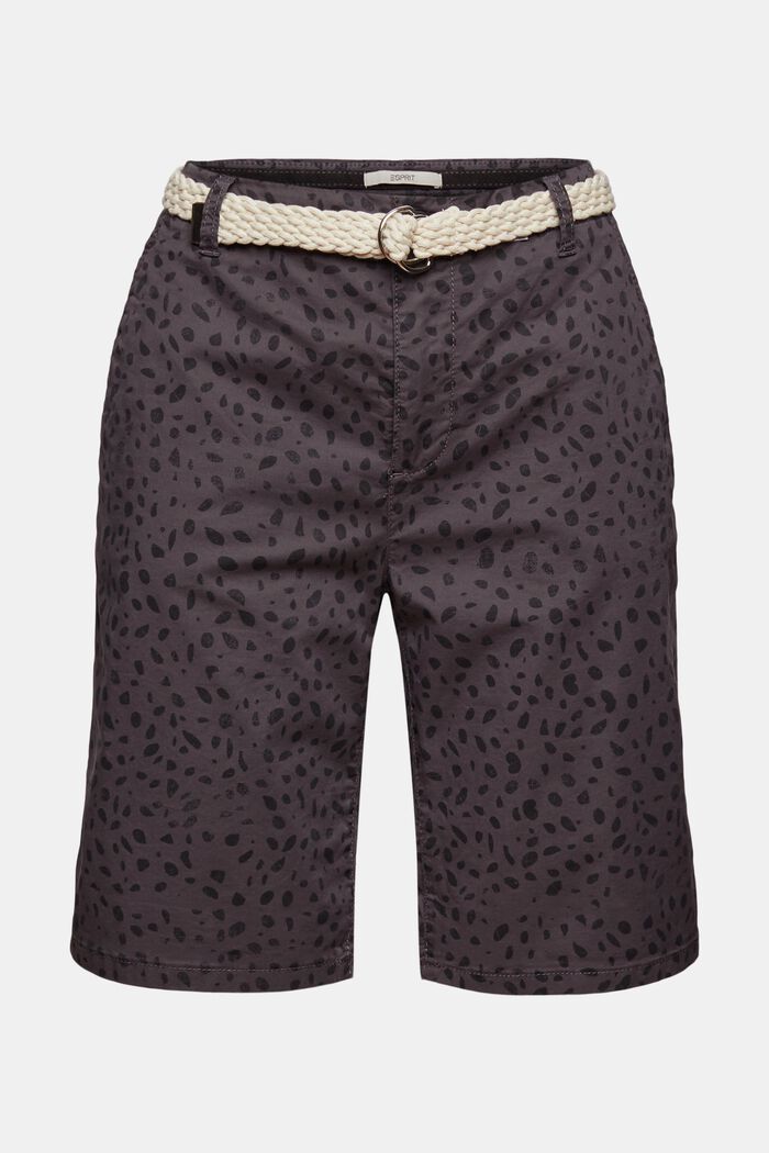 Shorts estampados con cinturón, BLACK, detail image number 3