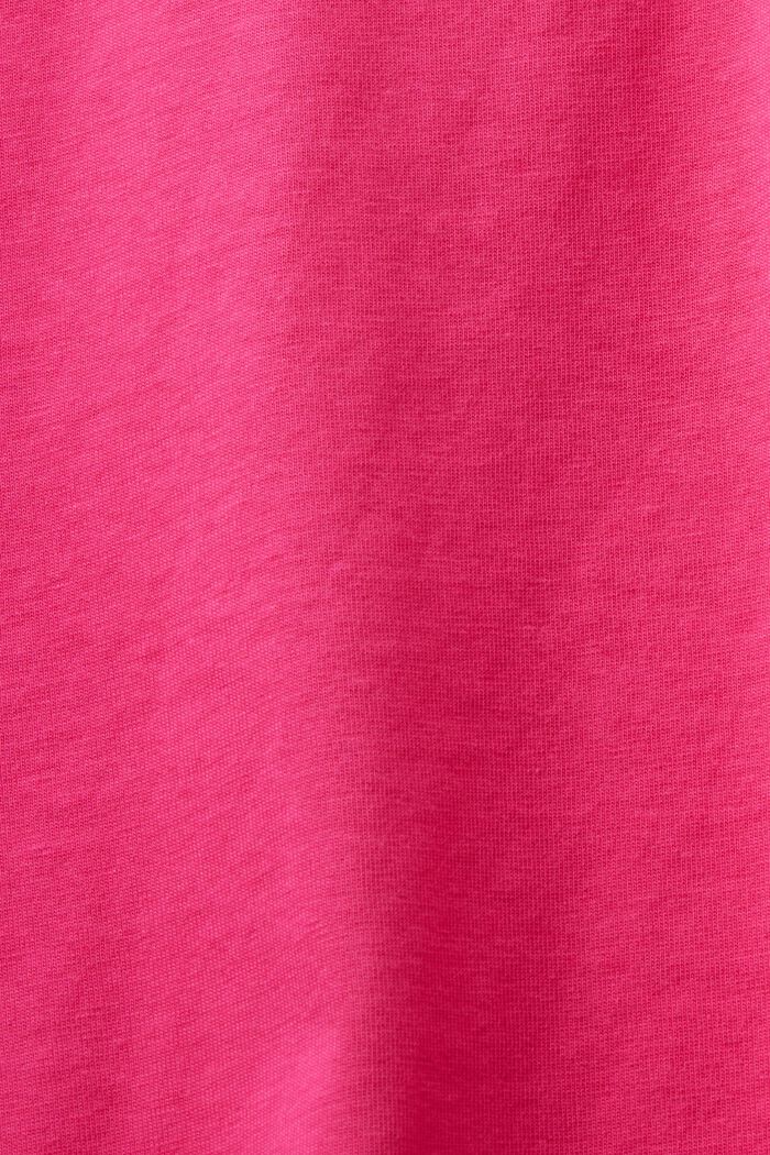 Camiseta de algodón con cuello redondo, PINK FUCHSIA, detail image number 4