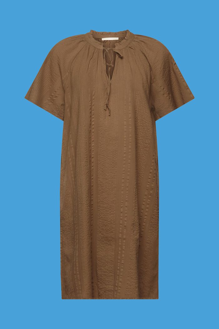 Vestido realizado en algodón con textura, KHAKI GREEN, detail image number 6
