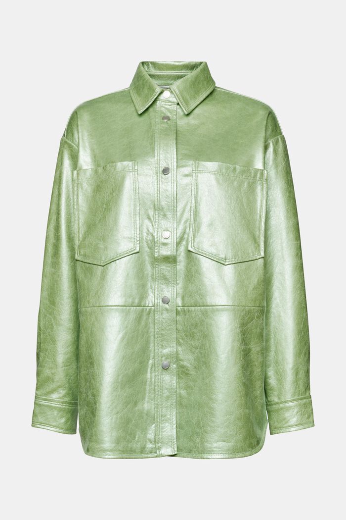 Camisa de polipiel revestida y metalizada, LIGHT AQUA GREEN, detail image number 6
