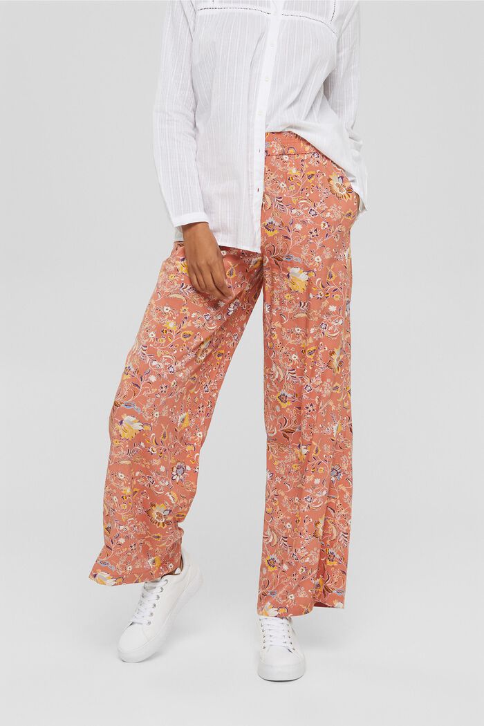 Pantalón estampado de perneras anchas, LENZING™ ECOVERO™, BLUSH, detail image number 0