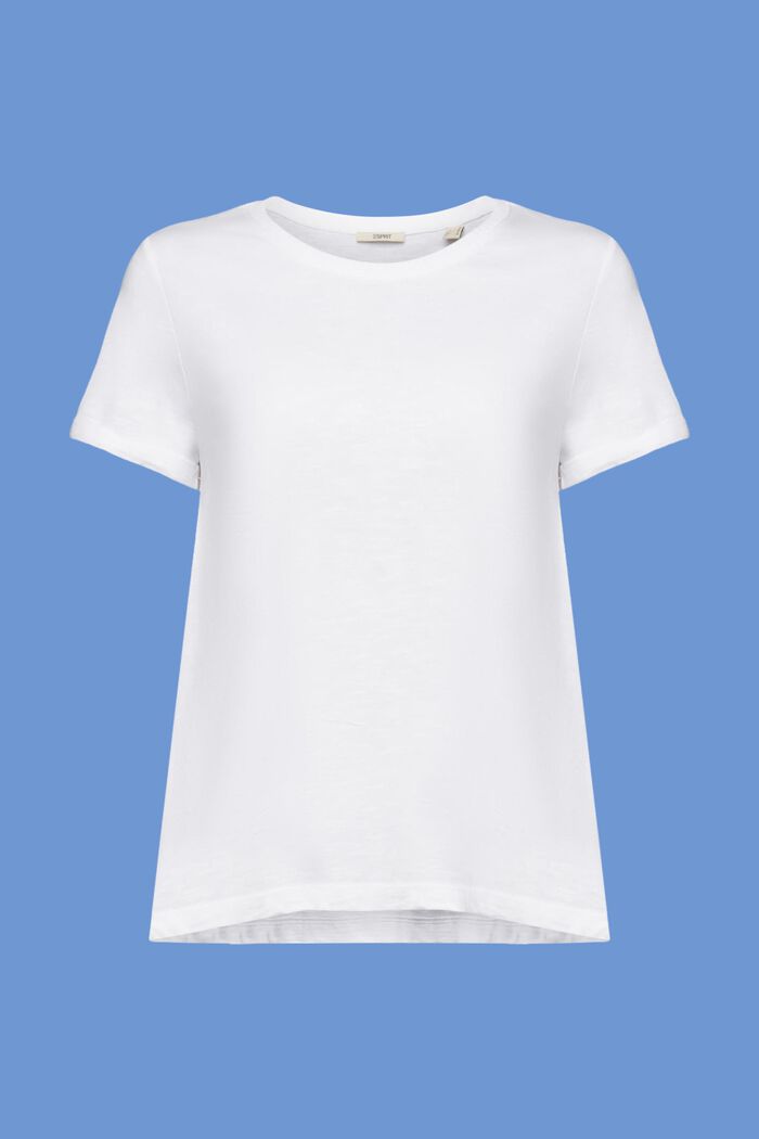 Camiseta básica con cuello redondo, 100 % algodón, WHITE, detail image number 6