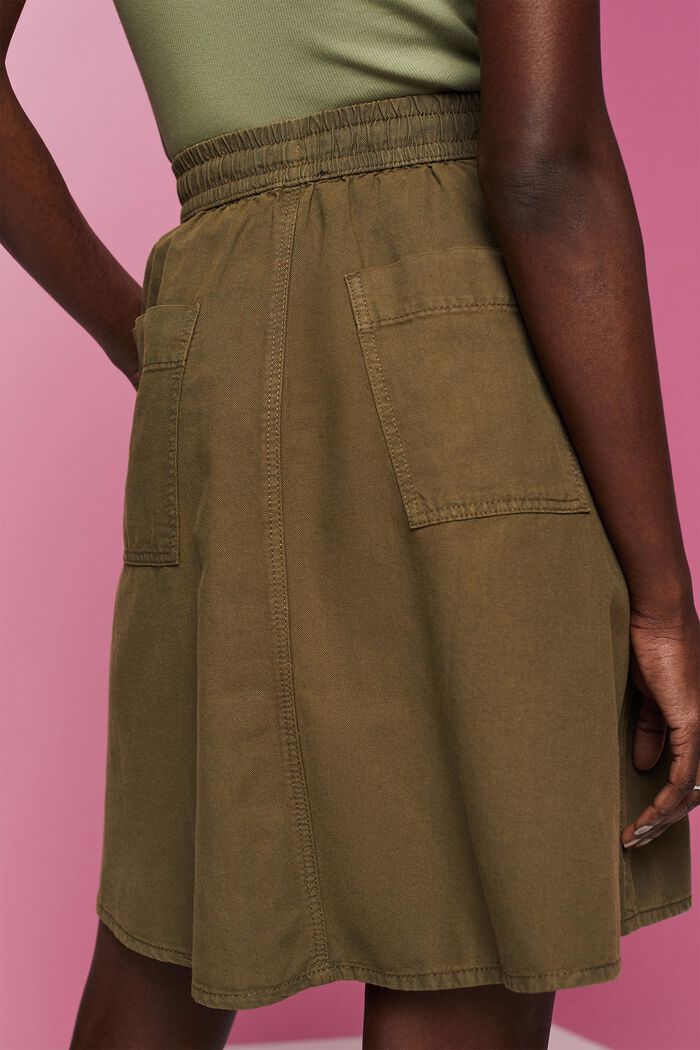 Minifalda con cintura elástica, KHAKI GREEN, detail image number 4