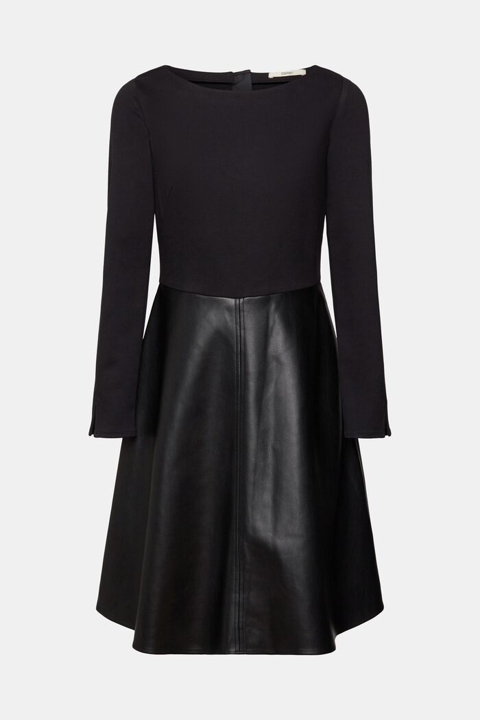 Mini vestido en mezcla de tejidos, BLACK, detail image number 2