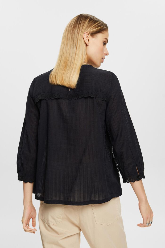 Blusa de encaje con borde ondulado, BLACK, detail image number 3