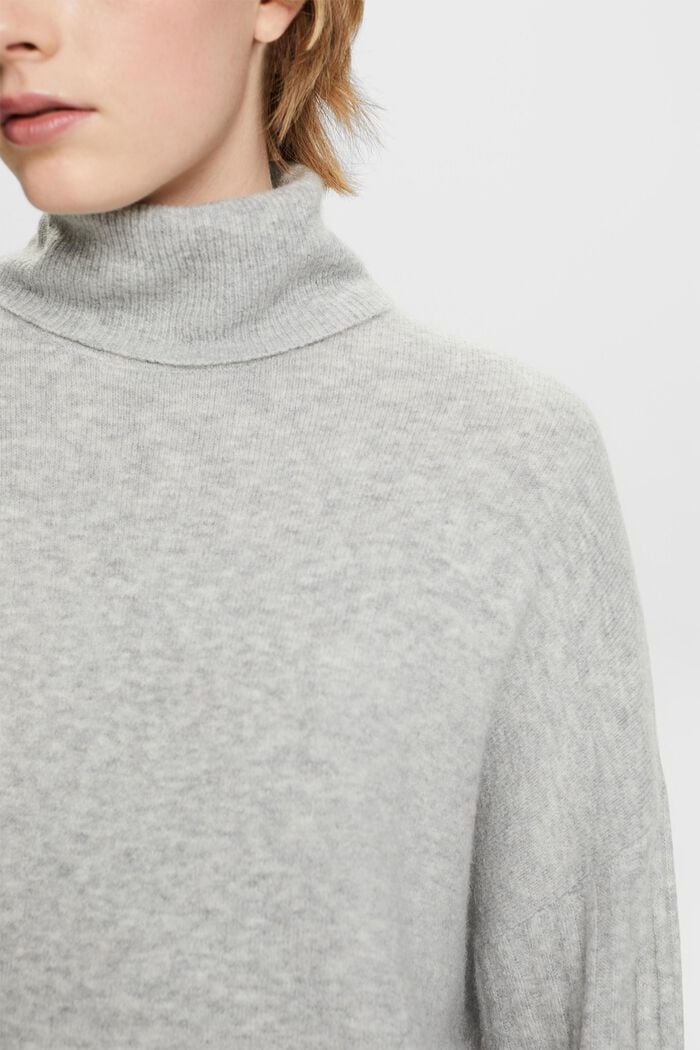 Jersey de cuello alto en mezcla de lana, LIGHT GREY, detail image number 2