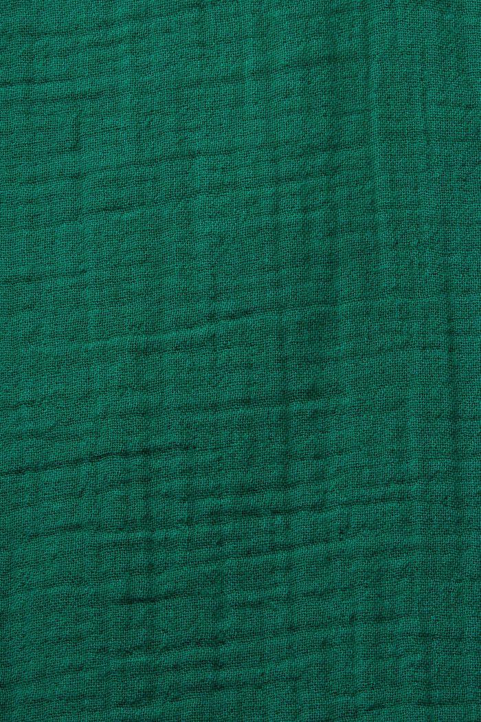 Blusa fruncida de gasa de algodón, DARK GREEN, detail image number 4