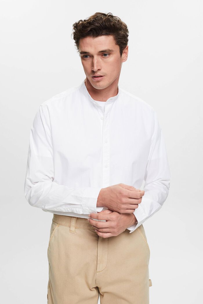 Camisa con cuello mao, WHITE, detail image number 0