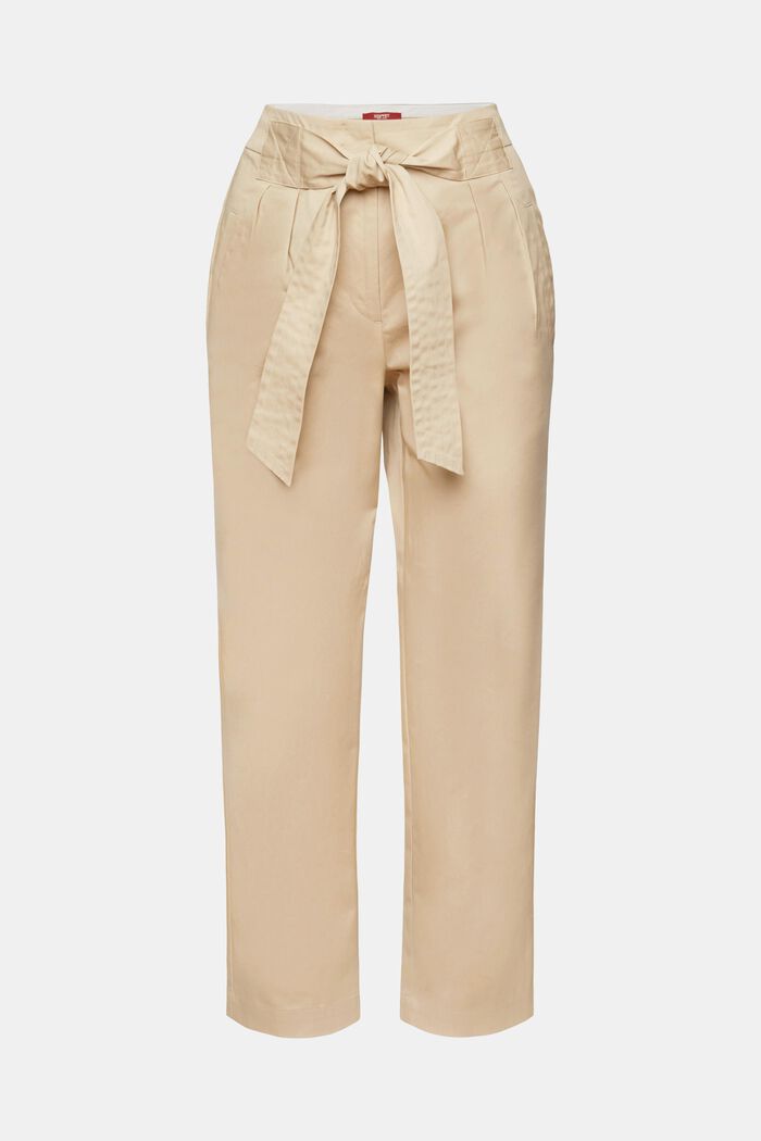 Pantalón chino con cinturón cosido para anudar, SAND, detail image number 7