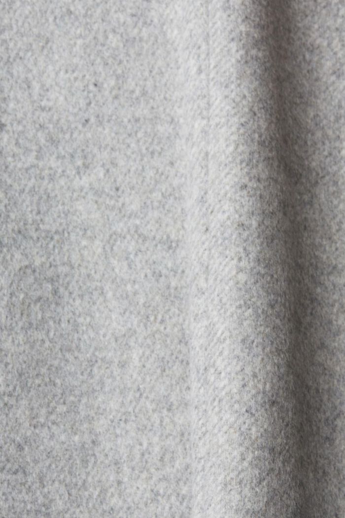 Abrigo en mezcla de lana con detalles de punto de canalé, LIGHT GREY, detail image number 5