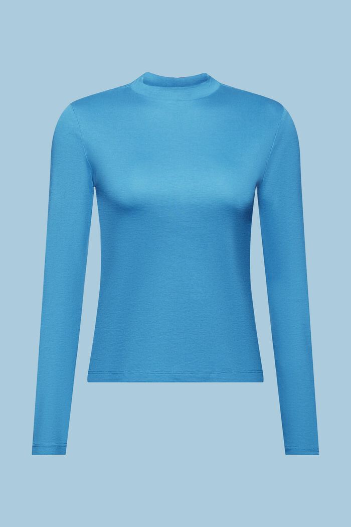 Camiseta de manga larga en tejido jersey de algodón, BLUE, detail image number 6