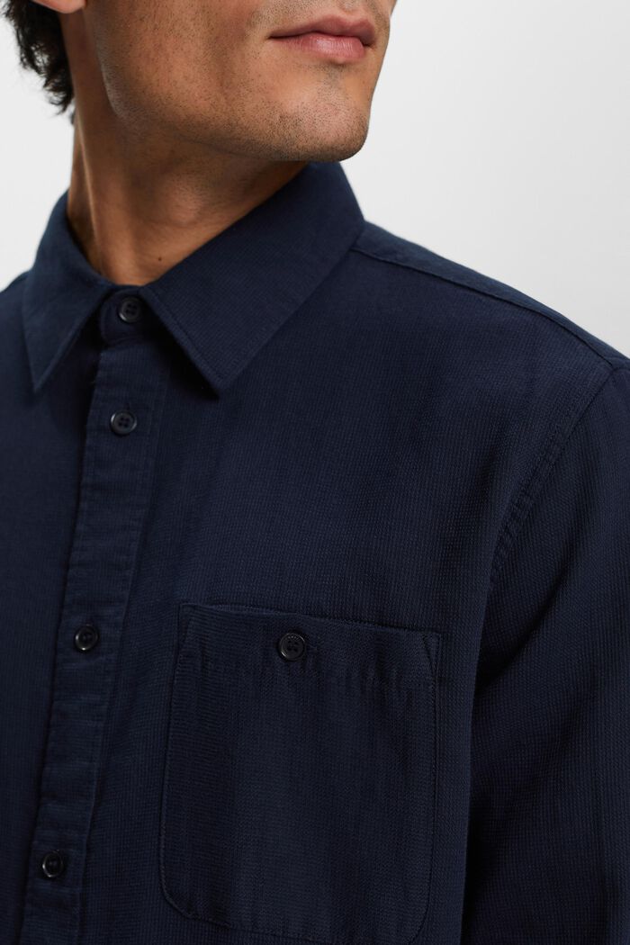 Camisa de corte ceñido con textura, 100% algodón, NAVY, detail image number 2