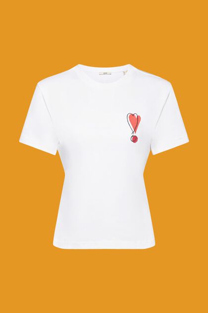 Camiseta de algodón con motivo de corazón bordado