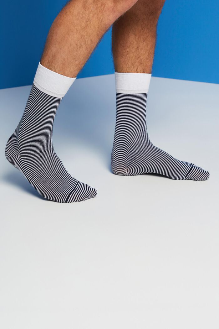 Pack de 2 pares de calcetines a rayas, algodón ecológico, BLUE/WHITE, detail image number 1