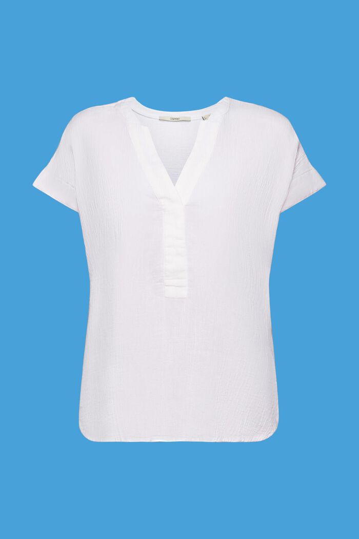 Blusa de algodón con textura, WHITE, detail image number 7
