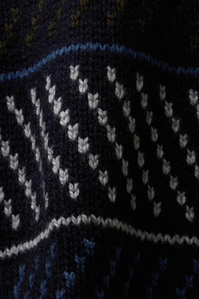 Jersey estampado en mezcla de lana, NAVY, detail image number 5