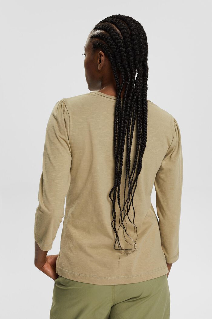 Camiseta de algodón con mangas largas, PALE KHAKI, detail image number 3