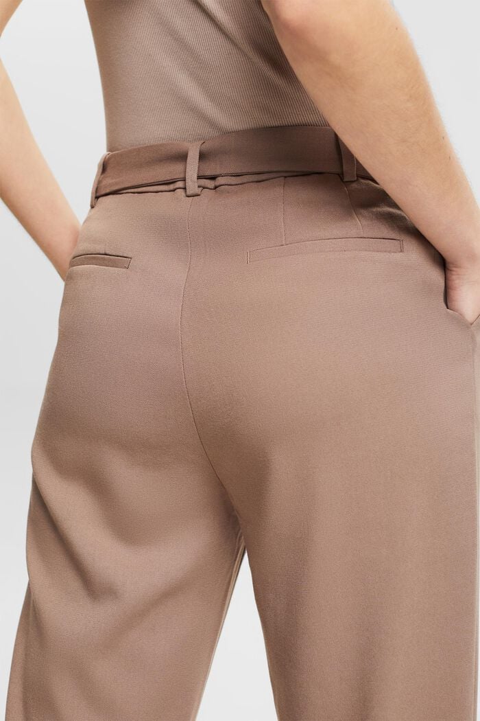 Pantalón chino de cintura alta con cinturón, TAUPE, detail image number 4