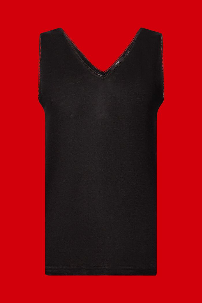 Camiseta de tirantes en lino, BLACK, detail image number 6