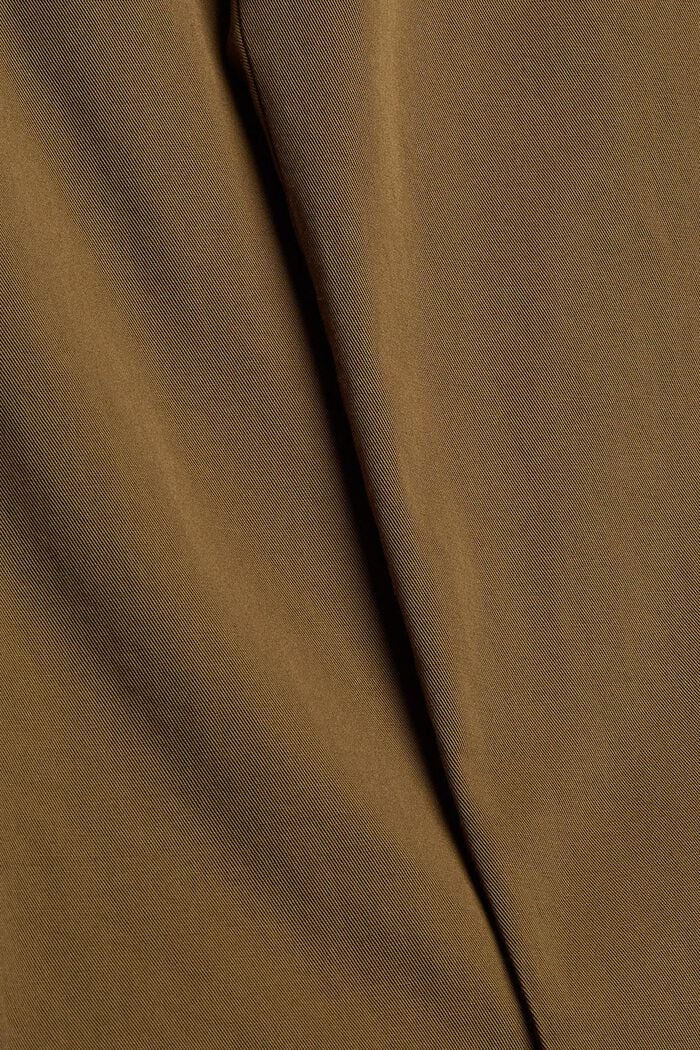 Pantalón con pliegues en la cintura con cinturón, algodón Pima, KHAKI GREEN, detail image number 4