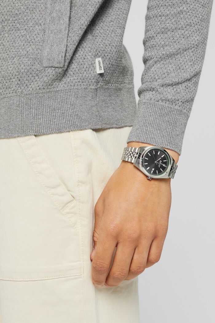 Reloj de acero inoxidable con pulsera de eslabones, SILVER, detail image number 2