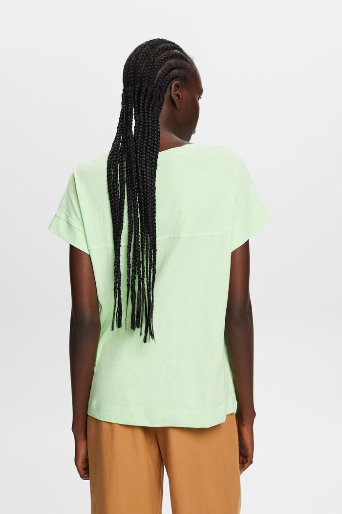 Camiseta de algodón con cuello en pico, CITRUS GREEN, detail image number 3