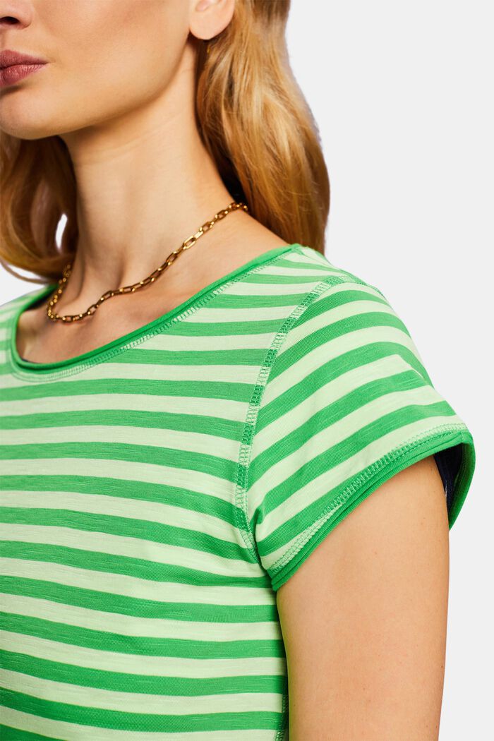 Camiseta de rayas con borde enrollado, GREEN, detail image number 2