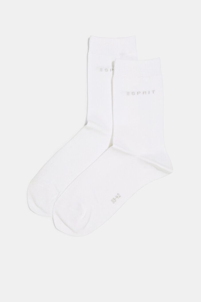 Pack de 2 pares de calcetines de punto, en algodón ecológico, WHITE, detail image number 2