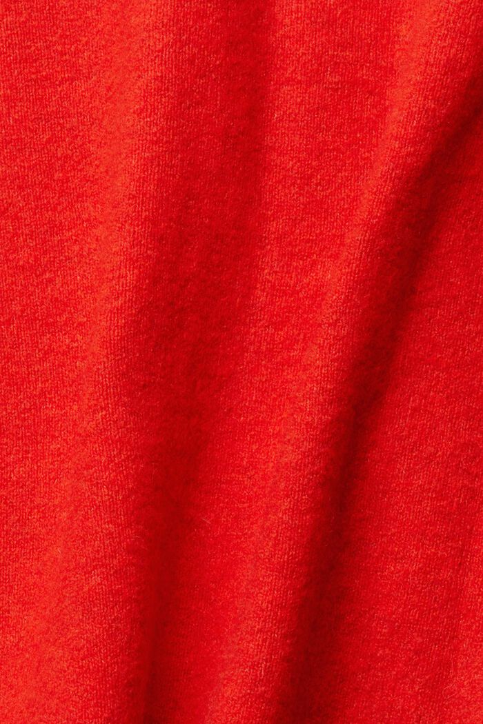 Con lana: cárdigan con cuello en pico, ORANGE RED, detail image number 1