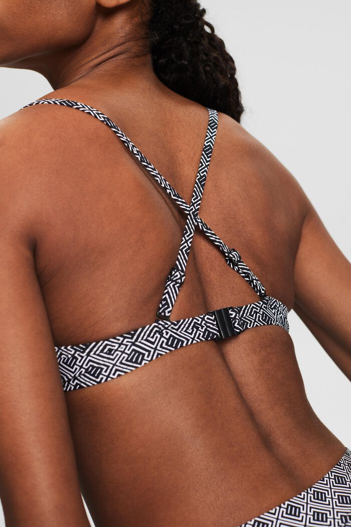 Top de bikini estampado con relleno y aros, BLACK, detail image number 1