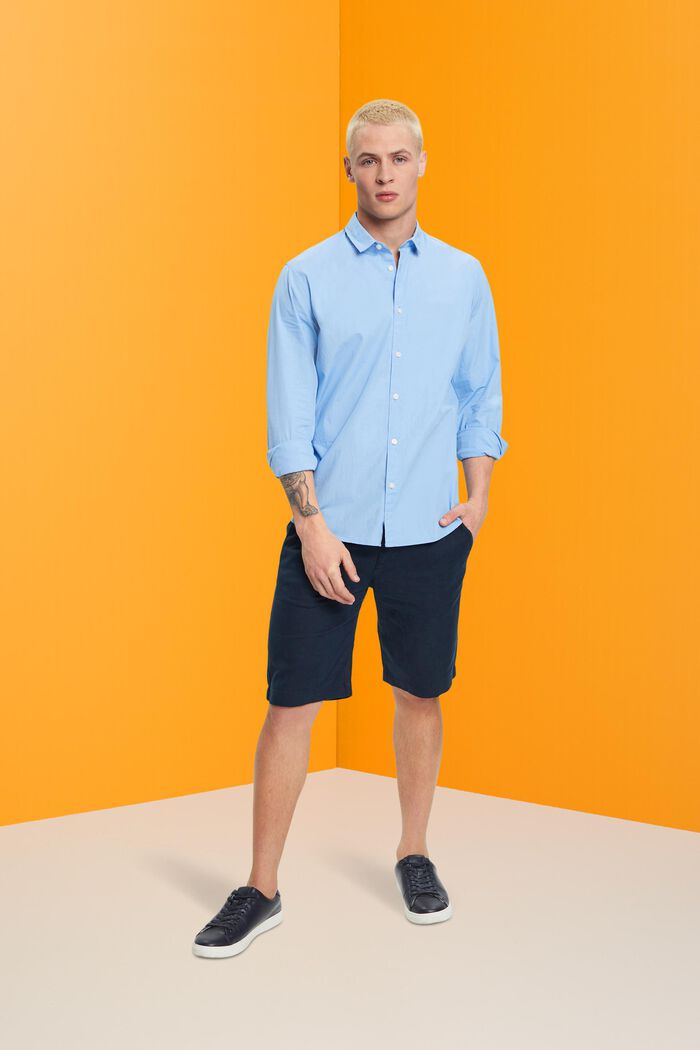Camisa de algodón sostenible con corte ceñido, LIGHT BLUE, detail image number 4