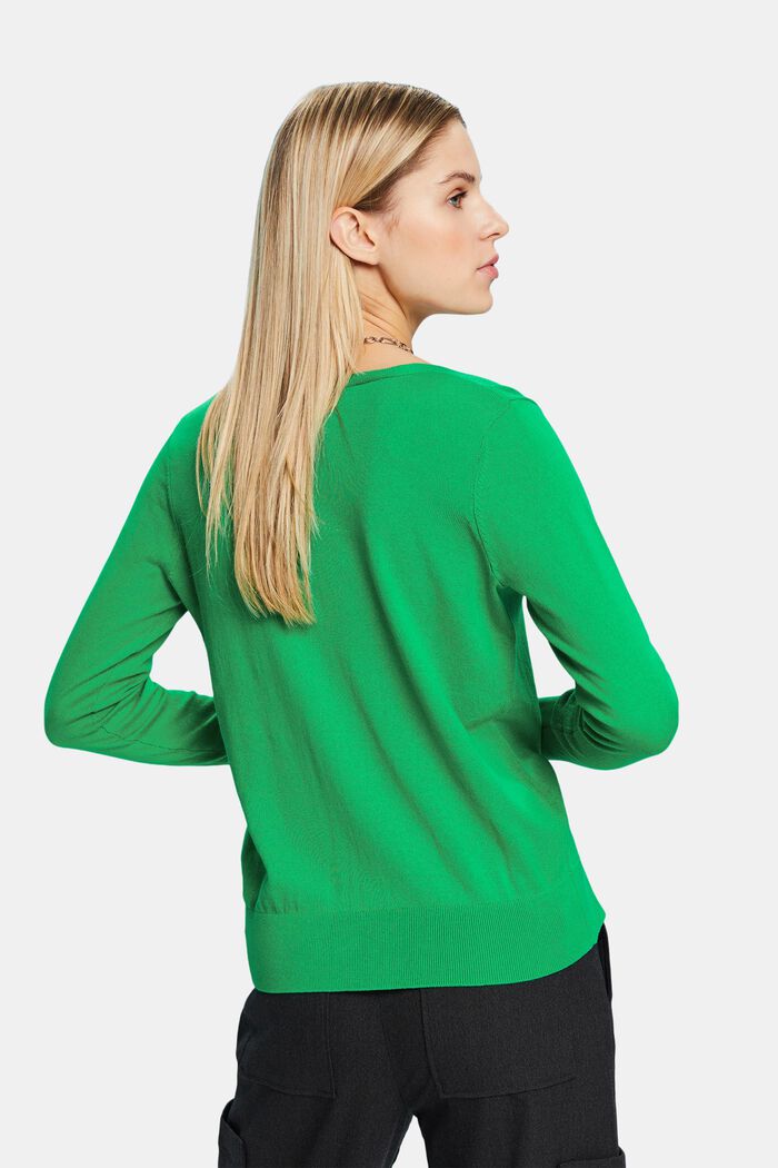 Jersey de algodón con el cuello en pico, GREEN, detail image number 2
