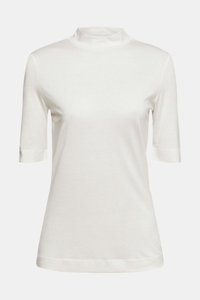 Con TENCEL™: camiseta con cuello mao, OFF WHITE, overview