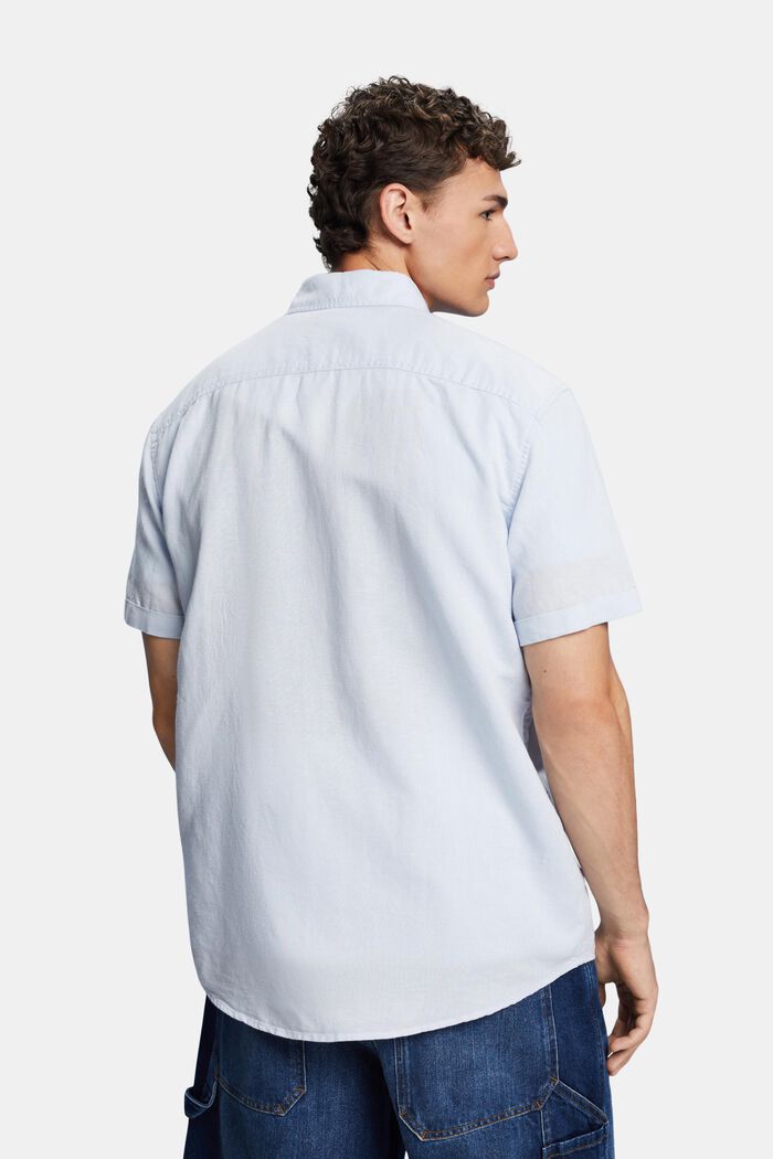 Camisa de manga corta confeccionada en una mezcla de lino y algodón, LIGHT BLUE, detail image number 3