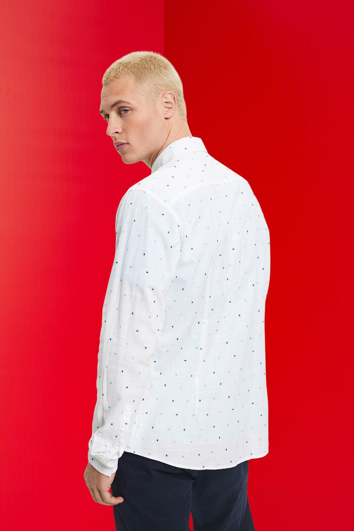 Camisa flameada de algodón con estampado de lunares, WHITE, detail image number 3