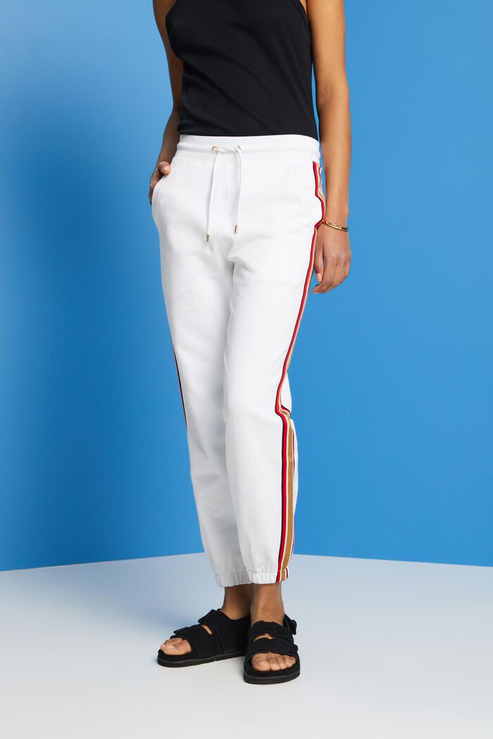 Pantalón deportivo de algodón a rayas, WHITE, detail image number 0