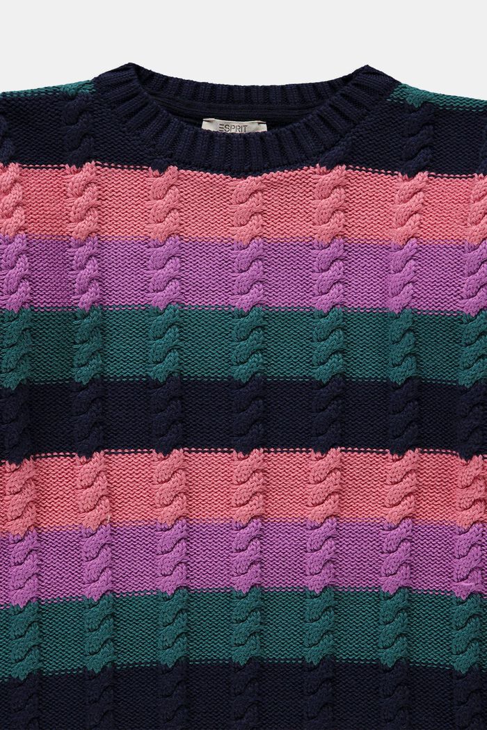 Jersey de punto trenzado con diseño a rayas, NAVY, detail image number 2